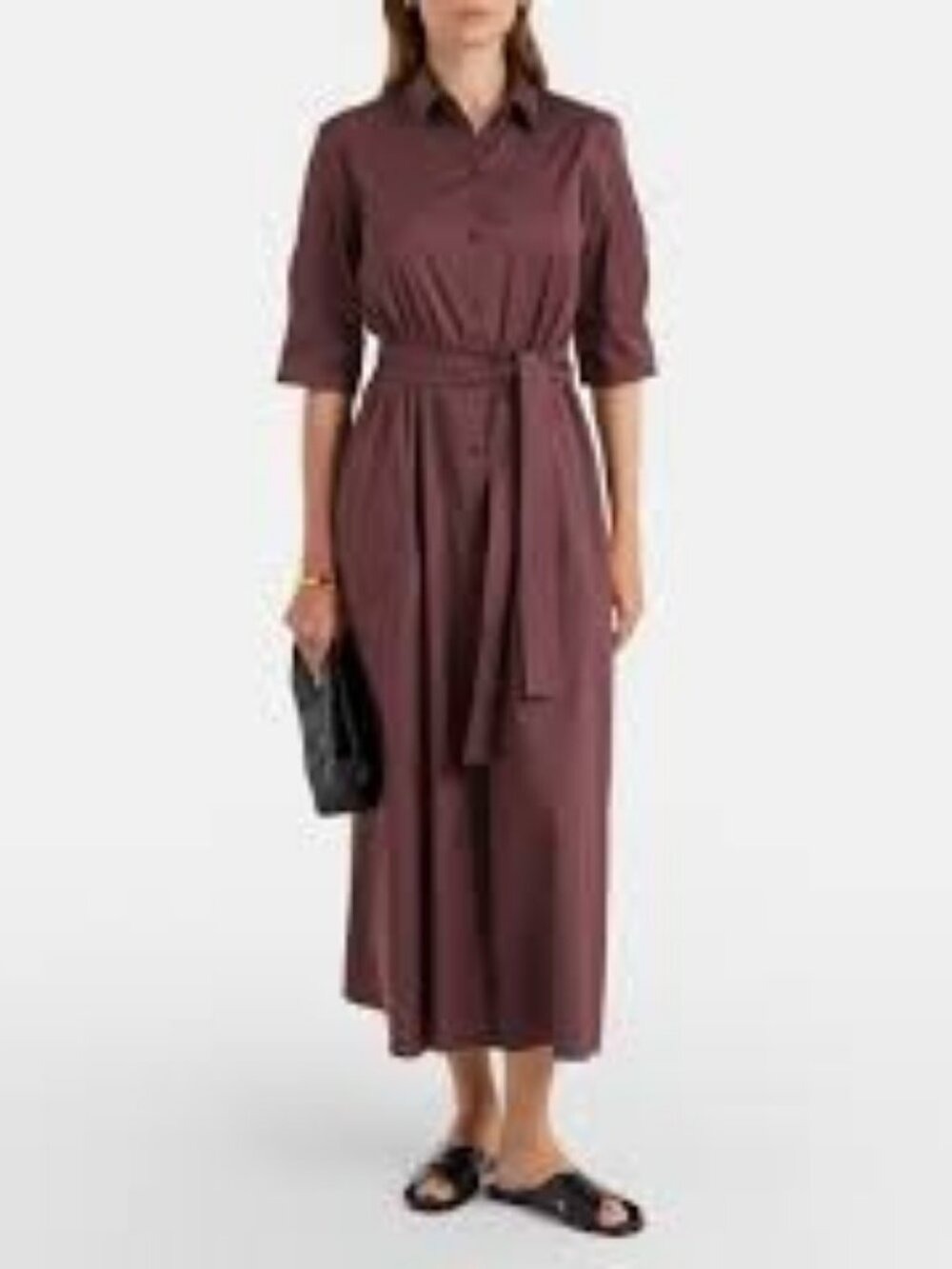 Fig Clothing Zak Maxi Shirt Dress Cognac Purple Plum Short Sleeves Travel Wear M - Picture 1 of 9